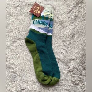 Canada Mountain Crew Socks in Green & Teal - Mens